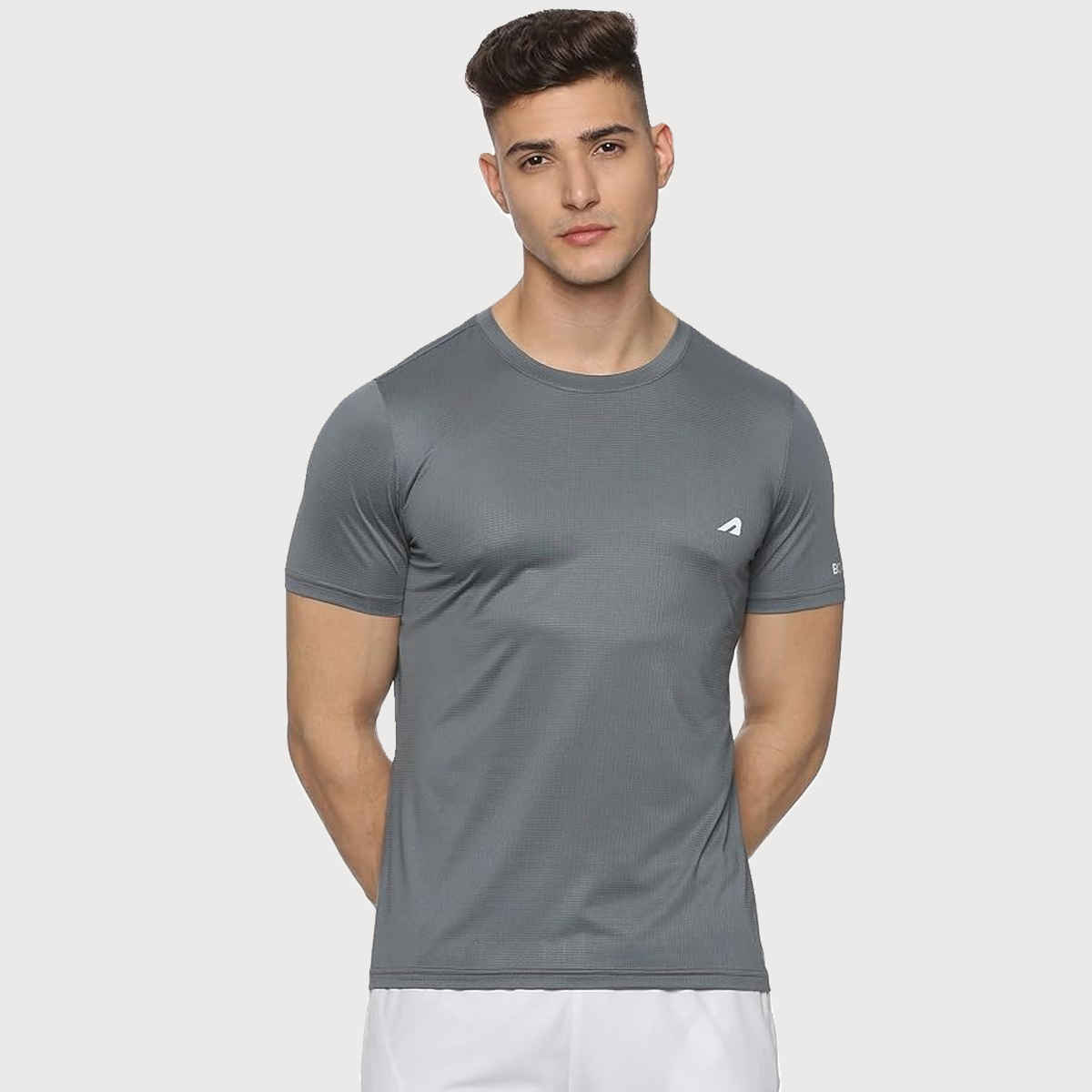 Boldfit Men's Sports T-shirt Quick Dry Fit Regular Gym Casual Wear Running | Grey - L