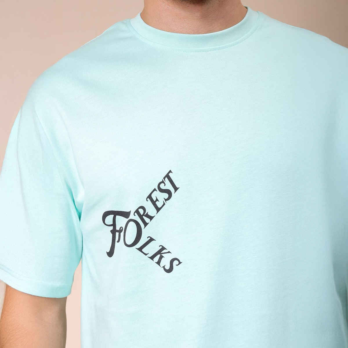 The Indian Garage Co Men's Street Boxy Placement Print T-shirt | 1023-Ntee-186-2 | Fresh Mint - XL