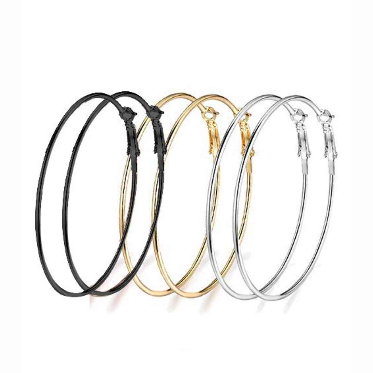 YouBella Jewellery Combo of 3 Pair of Hoop Earrings for Girls & Women (YBEAR - 32566)