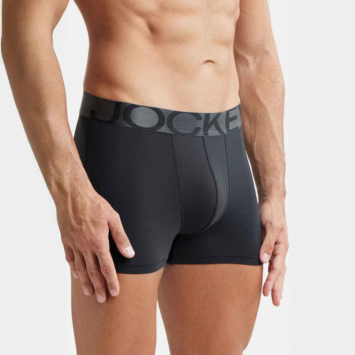 Jockey IC28 Men's Tactel Microfiber Elastane Stretch Underwear Solid Trunk | Black - S | Black-S
