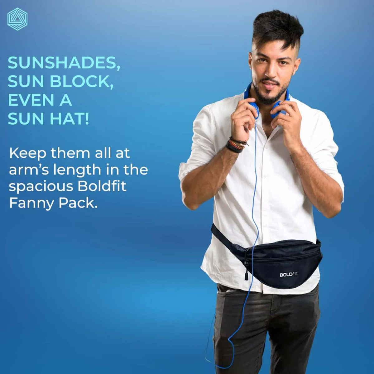 Boldfit Unisex Waist Bag Polyester Adjustable Strap | Black