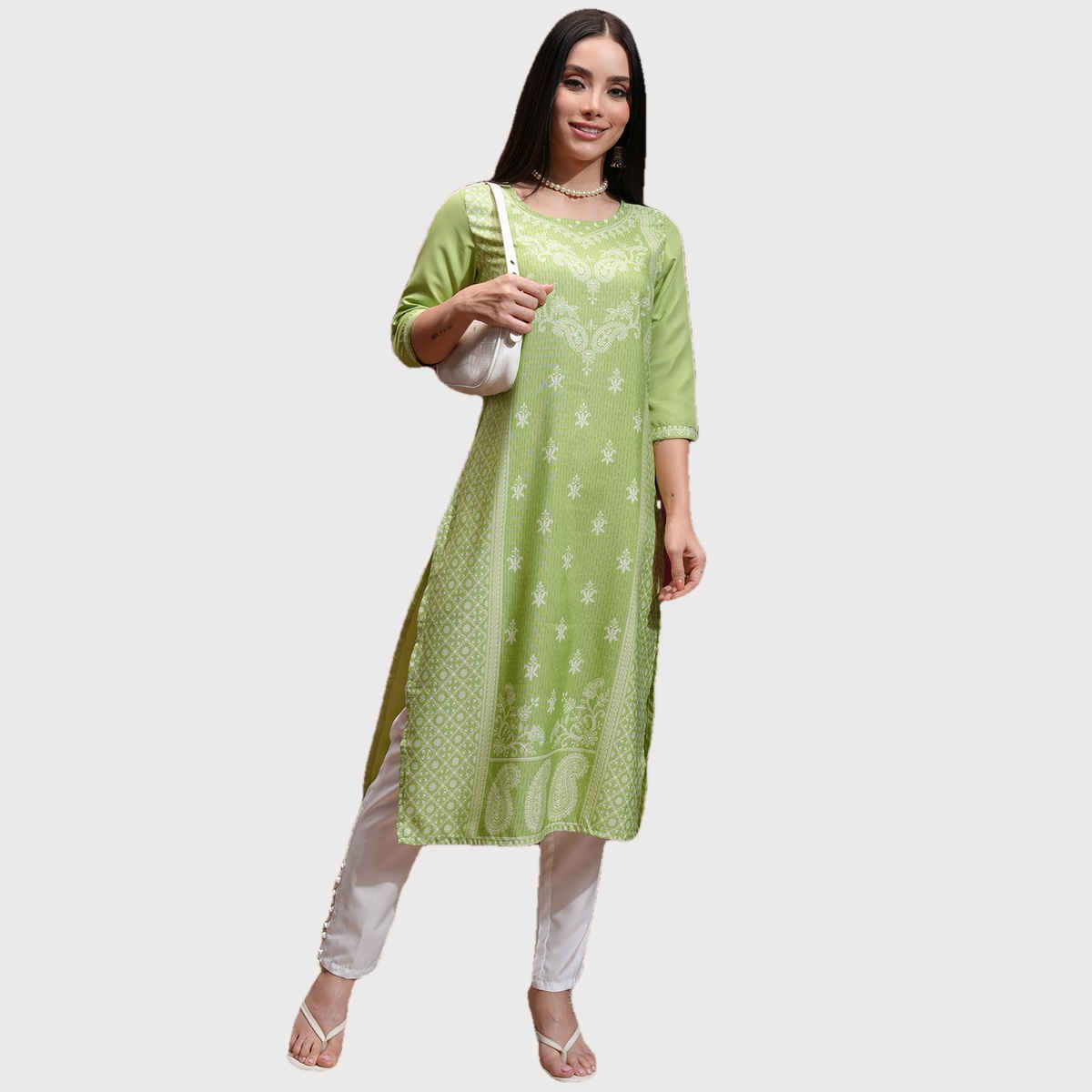 Ketch Women Ethnic Motifs Printed Kurta | Green | L