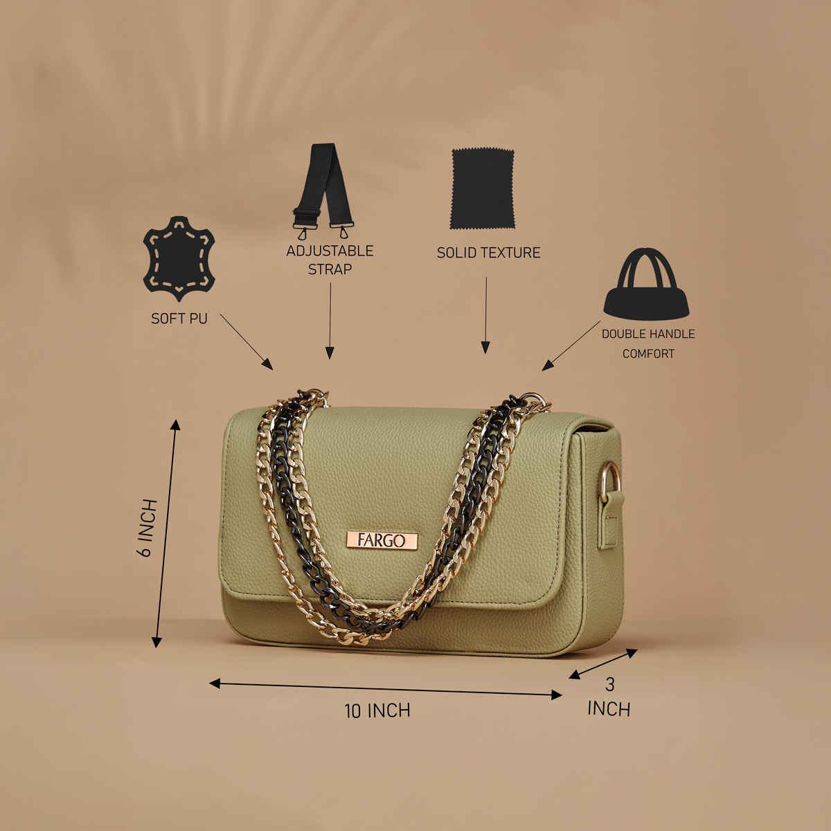 Fargo Beige Sling Bag Women's Leatherette Sling Bag