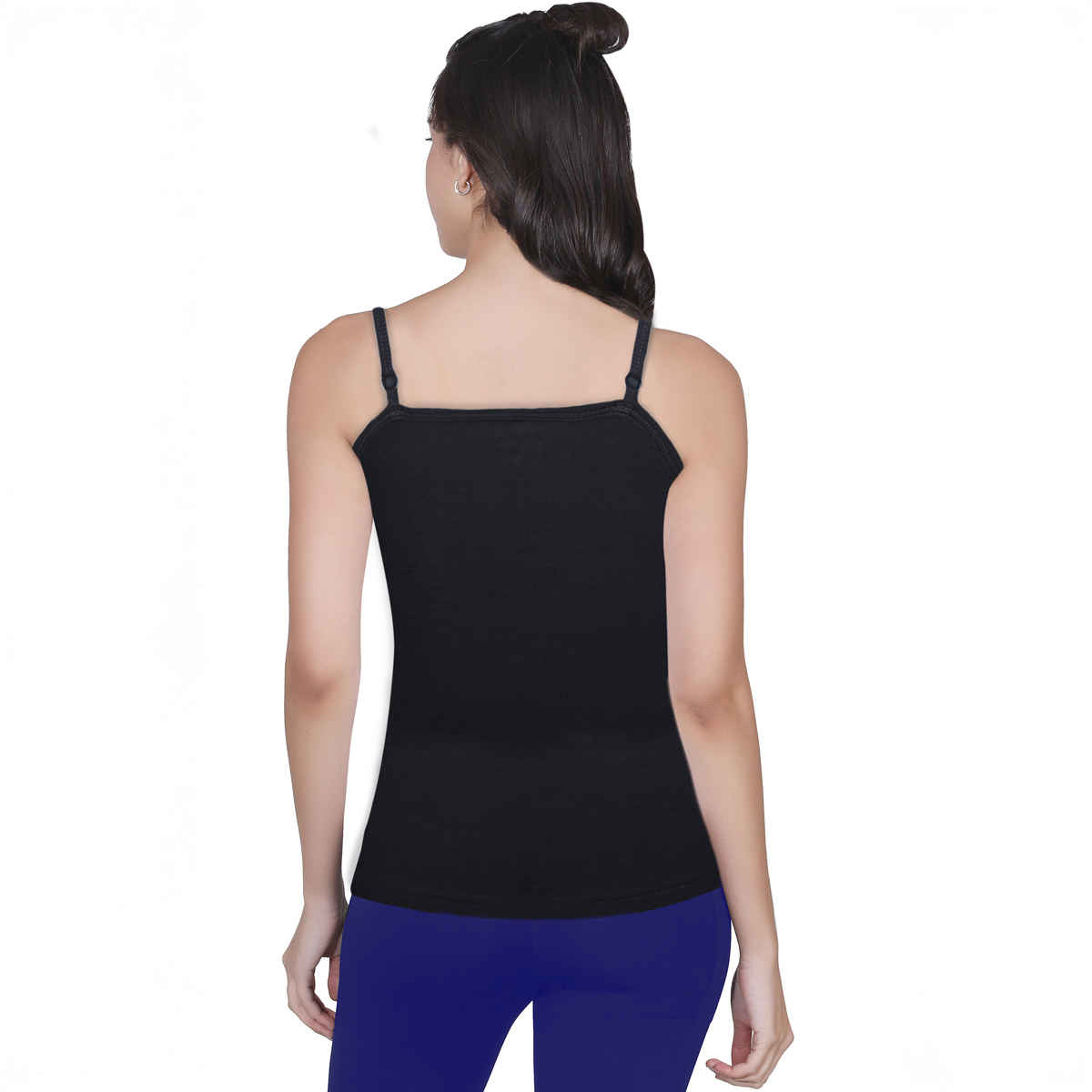 D'chica Black High Coverage Cotton Black Camisole Bra With Adjustable Strap For Women's - L