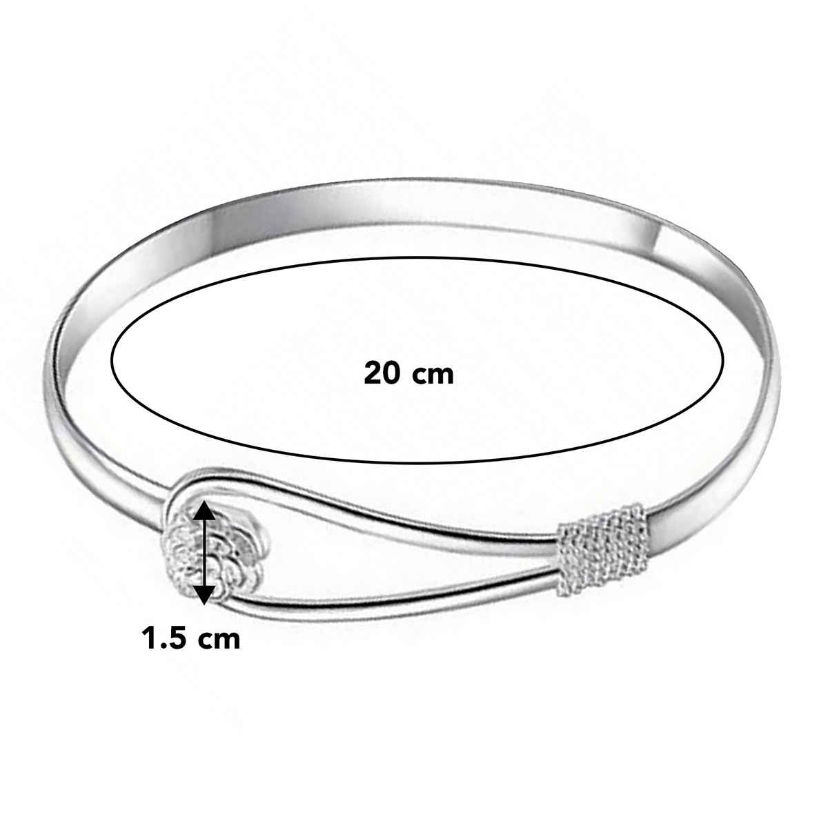 Peora Silver Plated Brass & Cubic Zirconia Kada Bracelet For Women Girls (Silver)