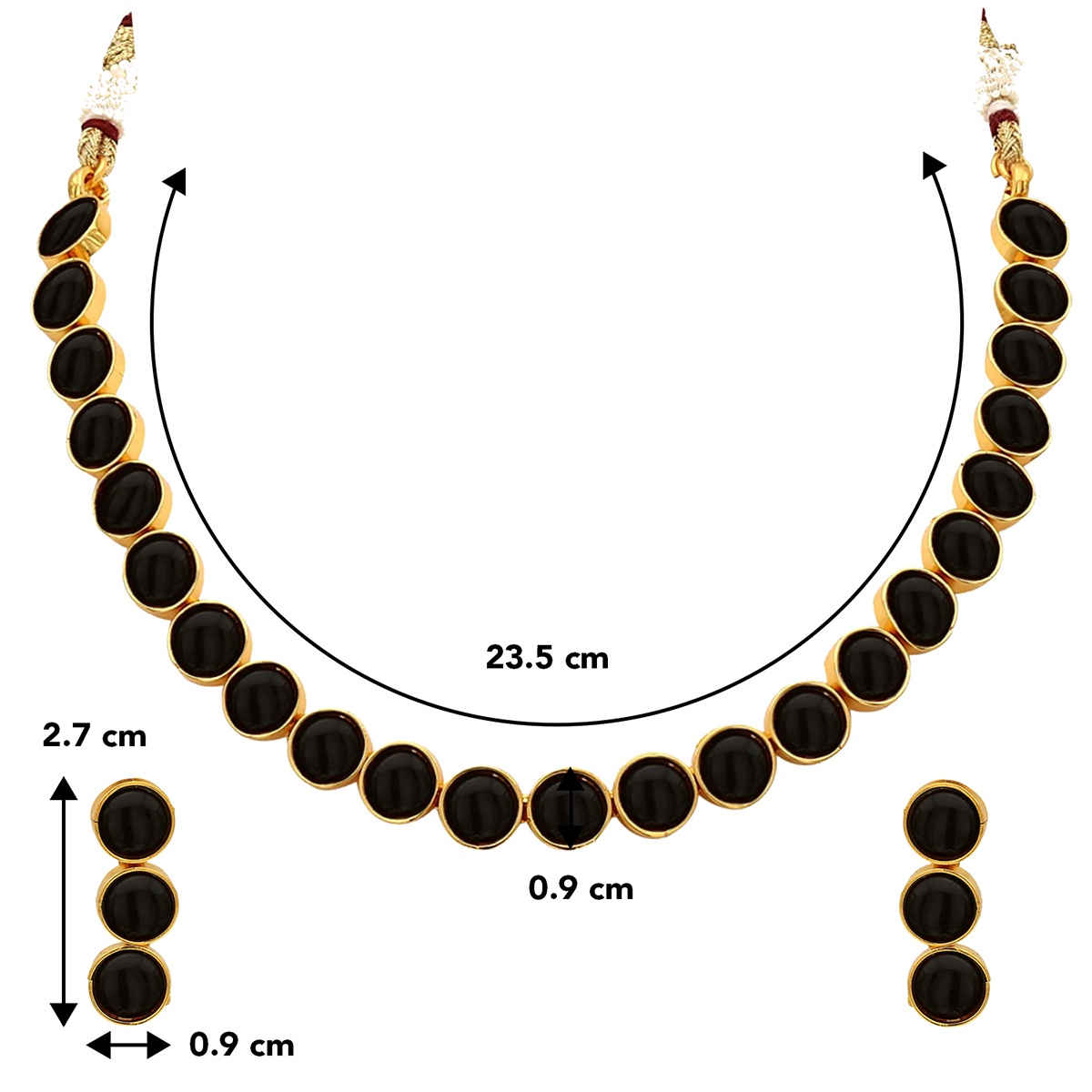Peora Gold Plated Black Choker Necklace with Drop Earrings Traditional Jewellery Set for Women
