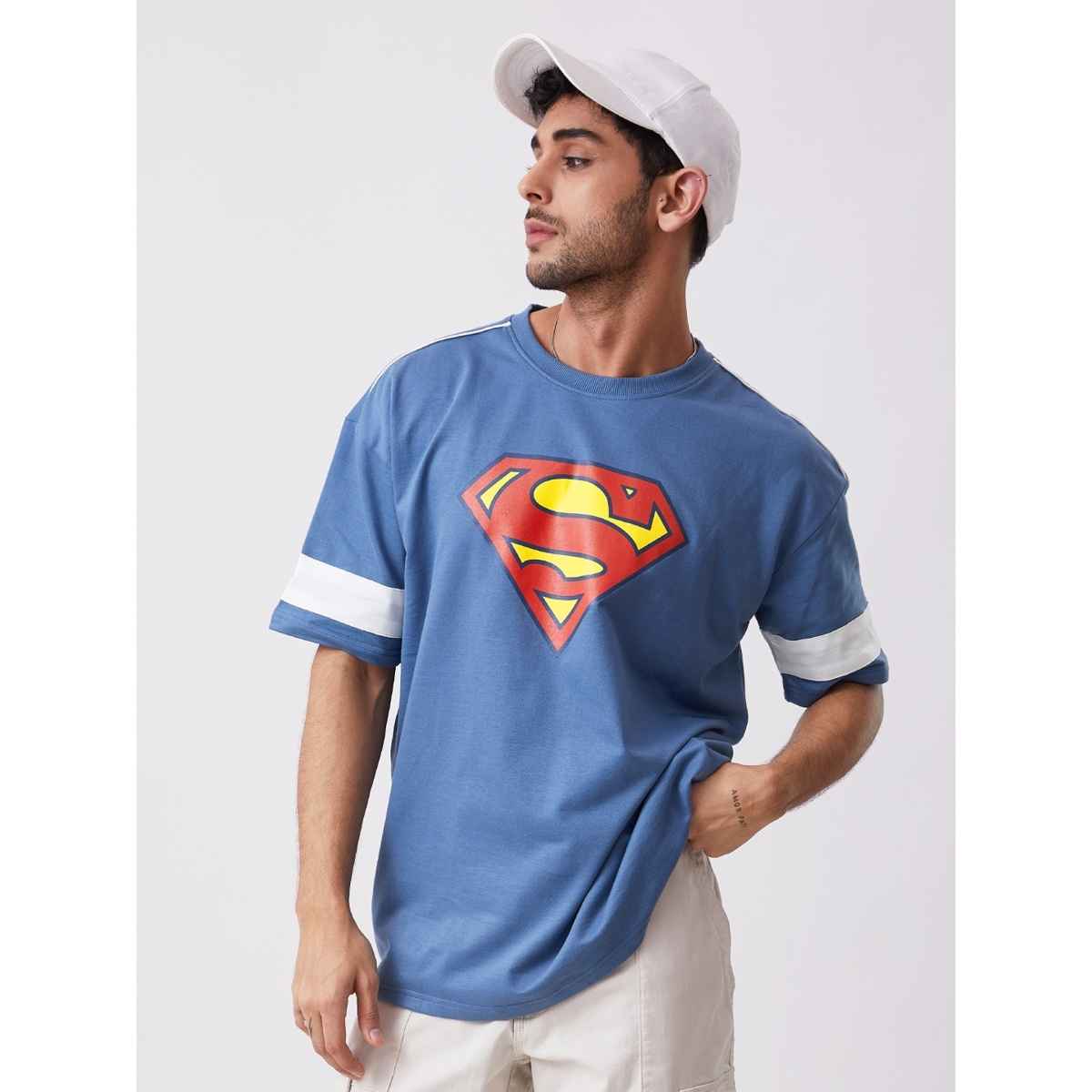 The Souled Store Men's Superman Classic Oversized T-shirt | Blue - 2XL