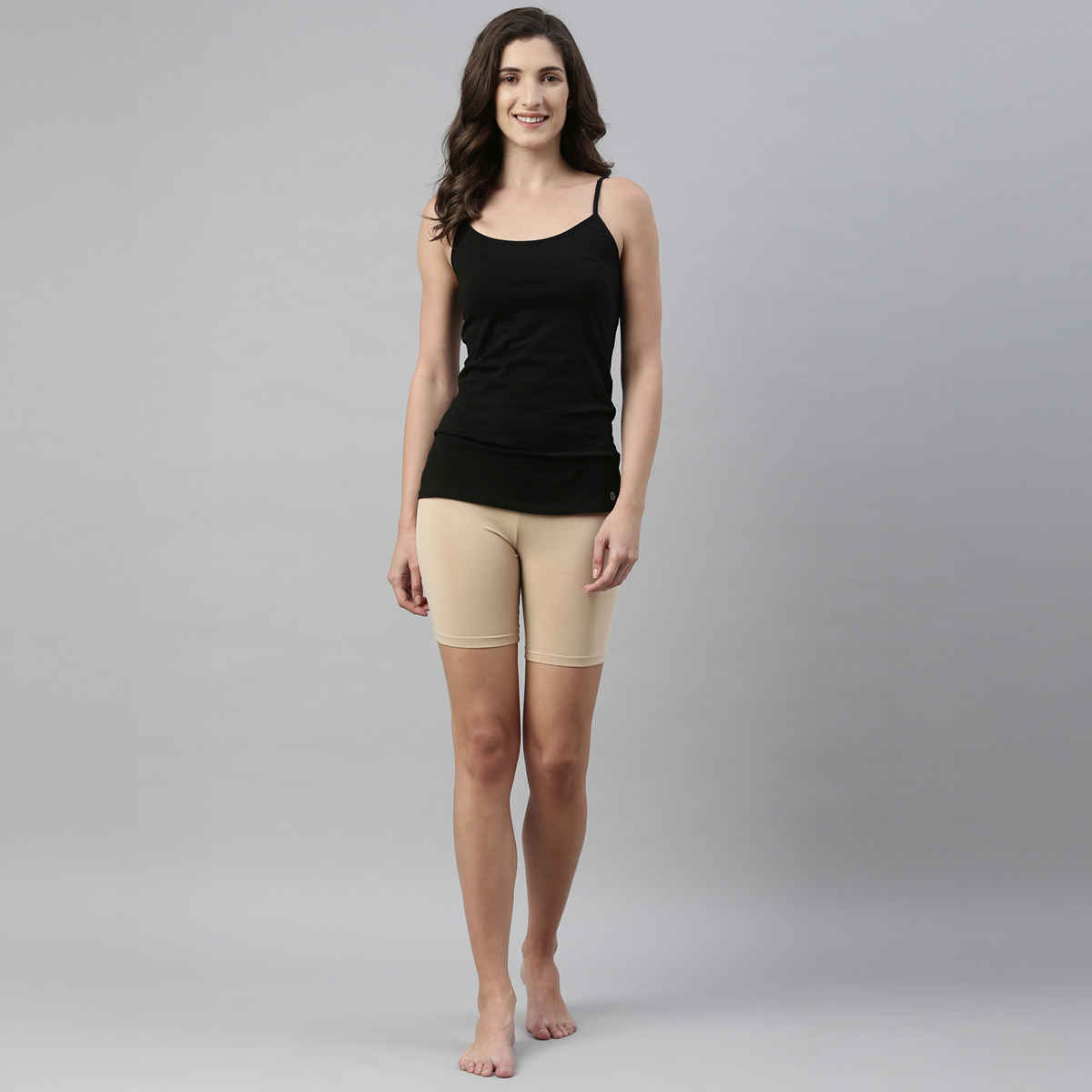 Enamor Women's E032 Hugged Fit Stretch Cotton Cycling Shorts|Soft Elastic Waistband | Skin-S