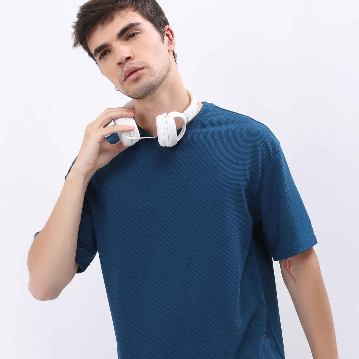 Highlander Men's Popcorn Structured Oversized T-shirt | Blue | M