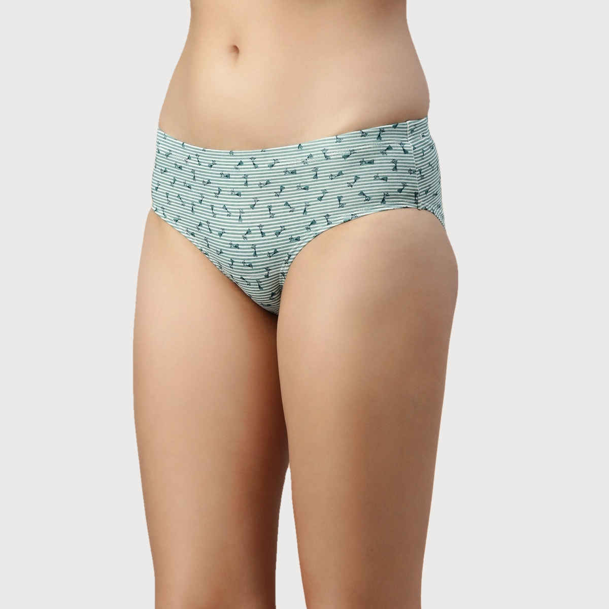 Enamor Women's CR17 Printed Stretch Cotton Hipster Panty | Mid Waist | PO3 | Assorted | 2XL