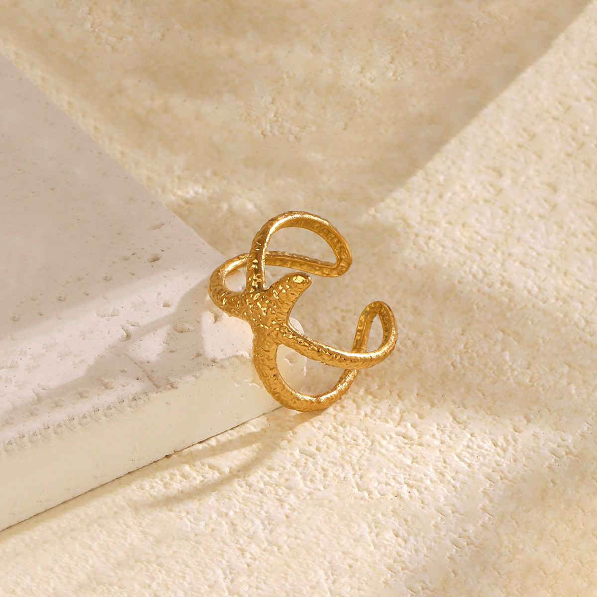 Label She Gold Plated Stainless Steel Star Themed Contemporary Ring | LS-RNG-72189