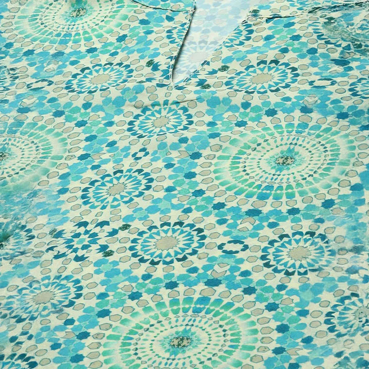 Rangriti Women's Polyester A-Line Printed Top | INDIETOP18643AW23GRN | Green - 32