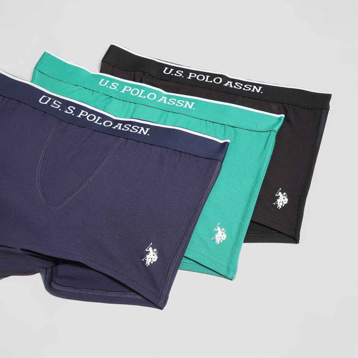 U.S. Polo Assn. | Underwear Pack of 3 | M | Trunks | ET004 | Black, Green And Navy