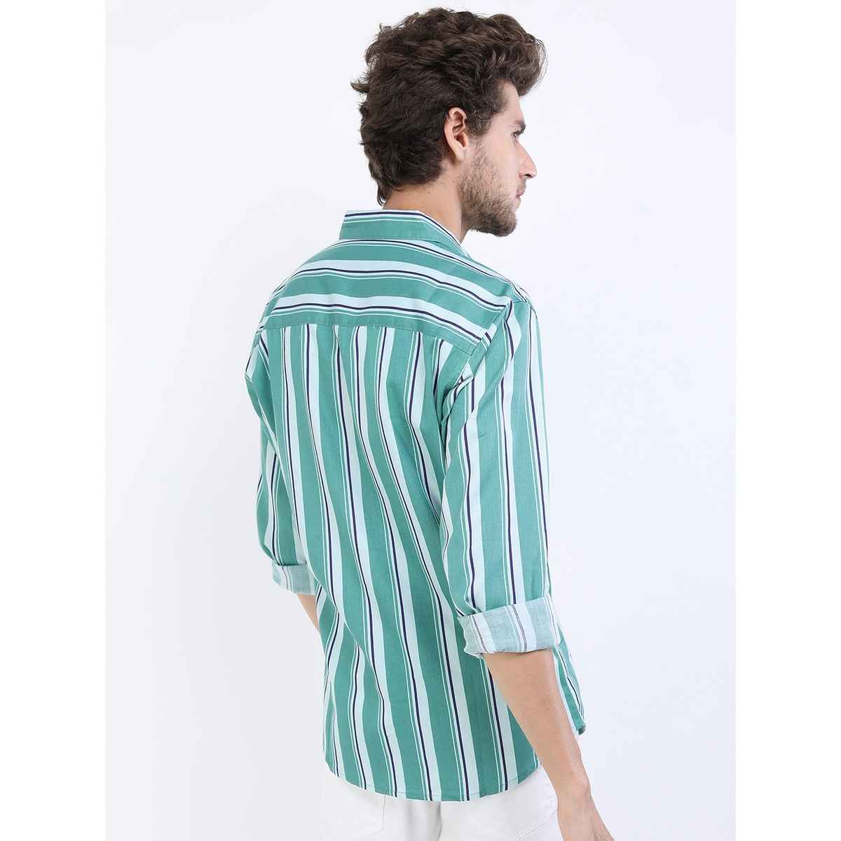 Ketch Men Slim Fit Striped Casual Shirt | Teal | XL