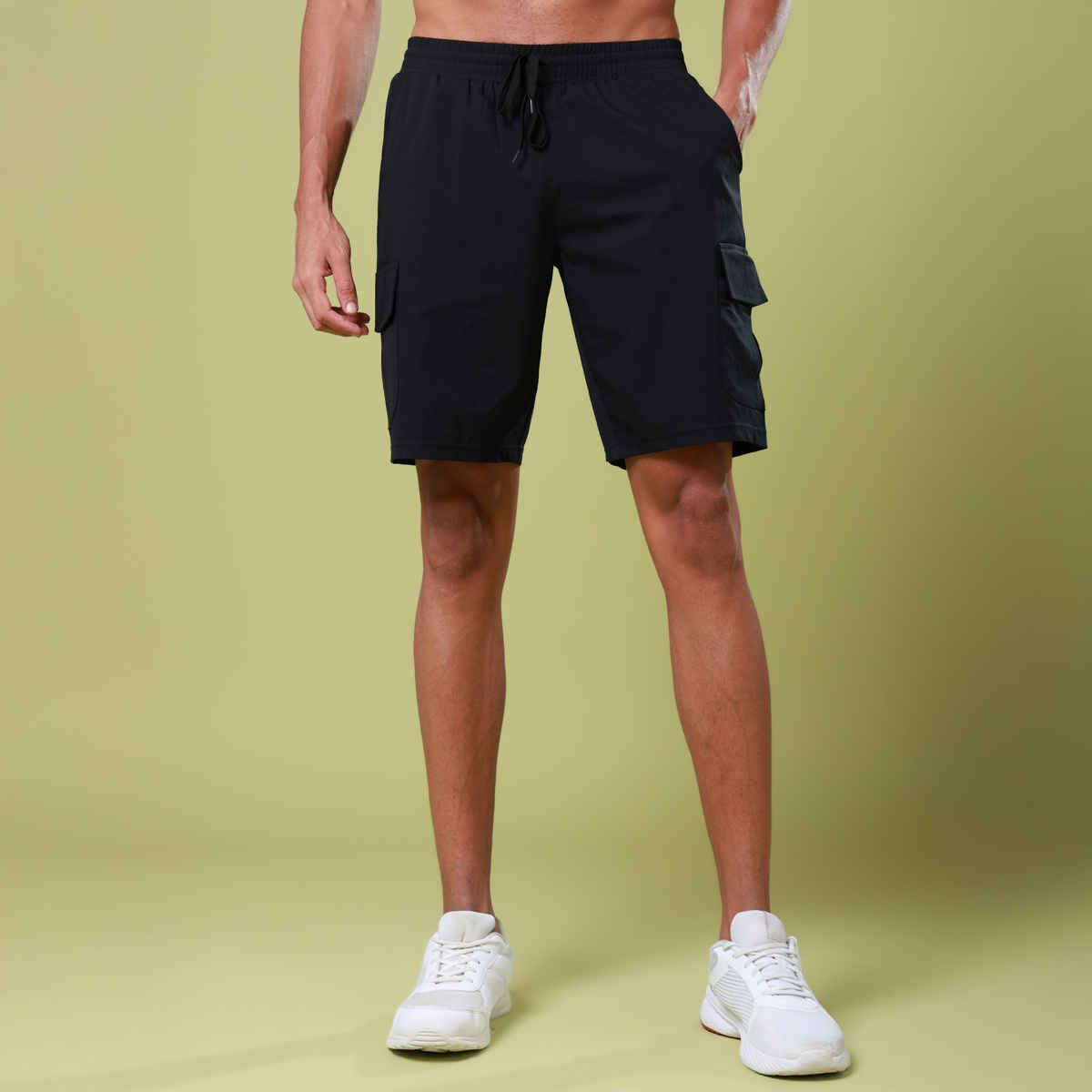Technosport Men Poly Solid Slim Fit Sports Shorts with TS FLEXI | Black | M