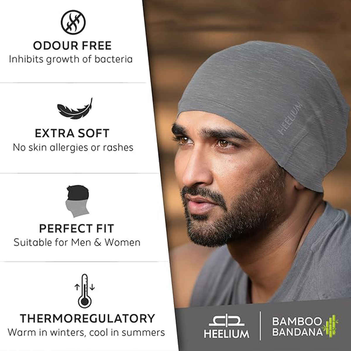 Heelium Unisex Solid Bamboo Bandana | Assorted - One Size