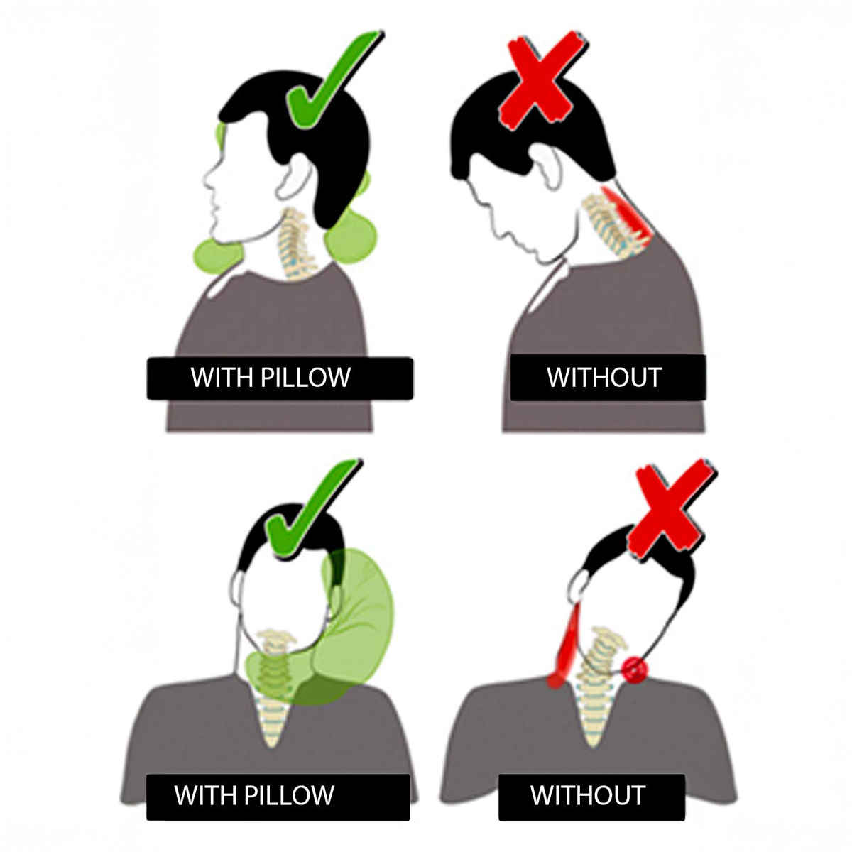 Lushomes Unisex Solid Polyester Neck Pillow | Black