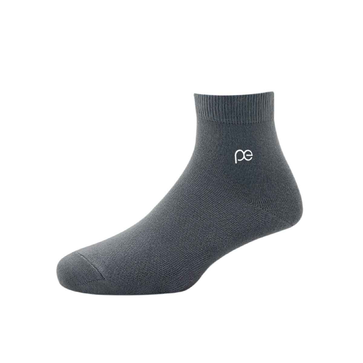 Peter England Men's Solid Cotton Quarter Socks | Dark Grey - Free Size