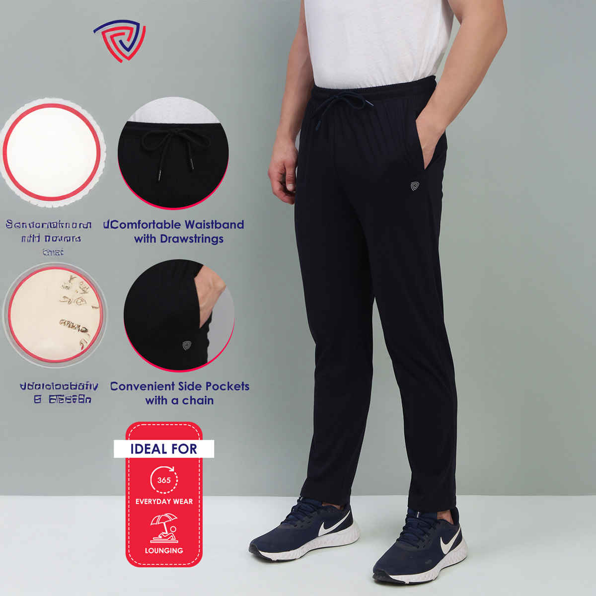 Lux Cozi Men's All-Day Comfort Premium Track Pants with Pockets | Black - M