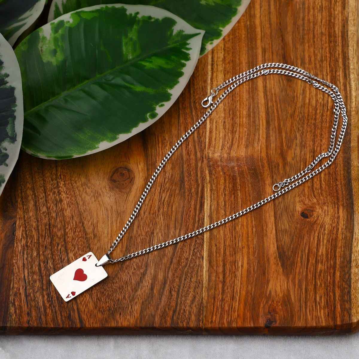 Fashion Frill Men's Ace of Spades Pendant Chain Silver Onesize