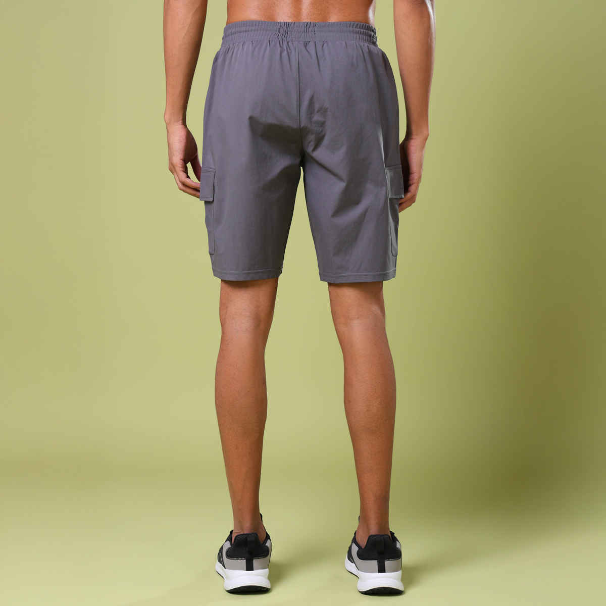 Technosport Men Poly Solid Slim Fit Sports Shorts with TS FLEXI | Iron Grey | L