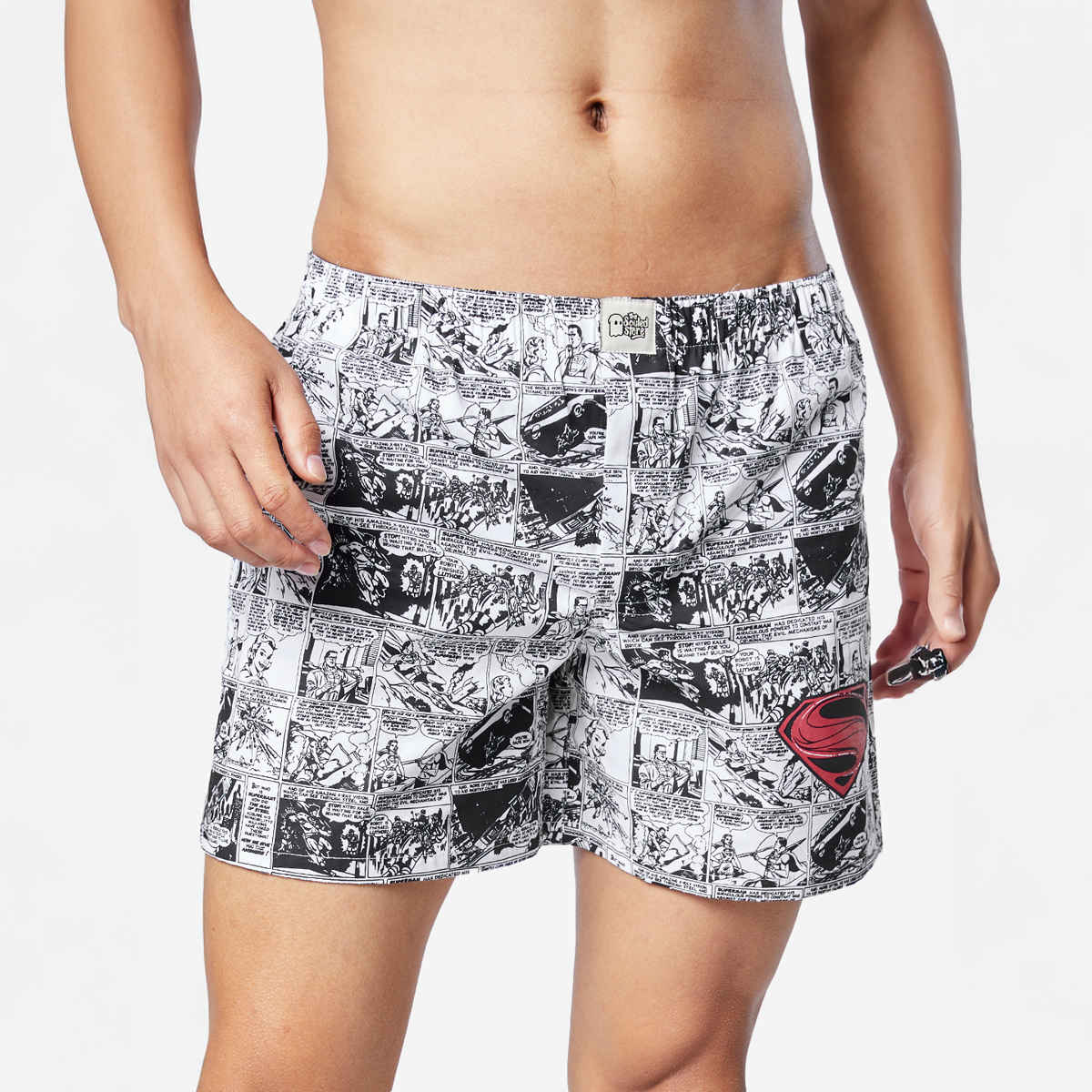 The Souled Store Men's Superman Comic Boxer Shorts | White - S