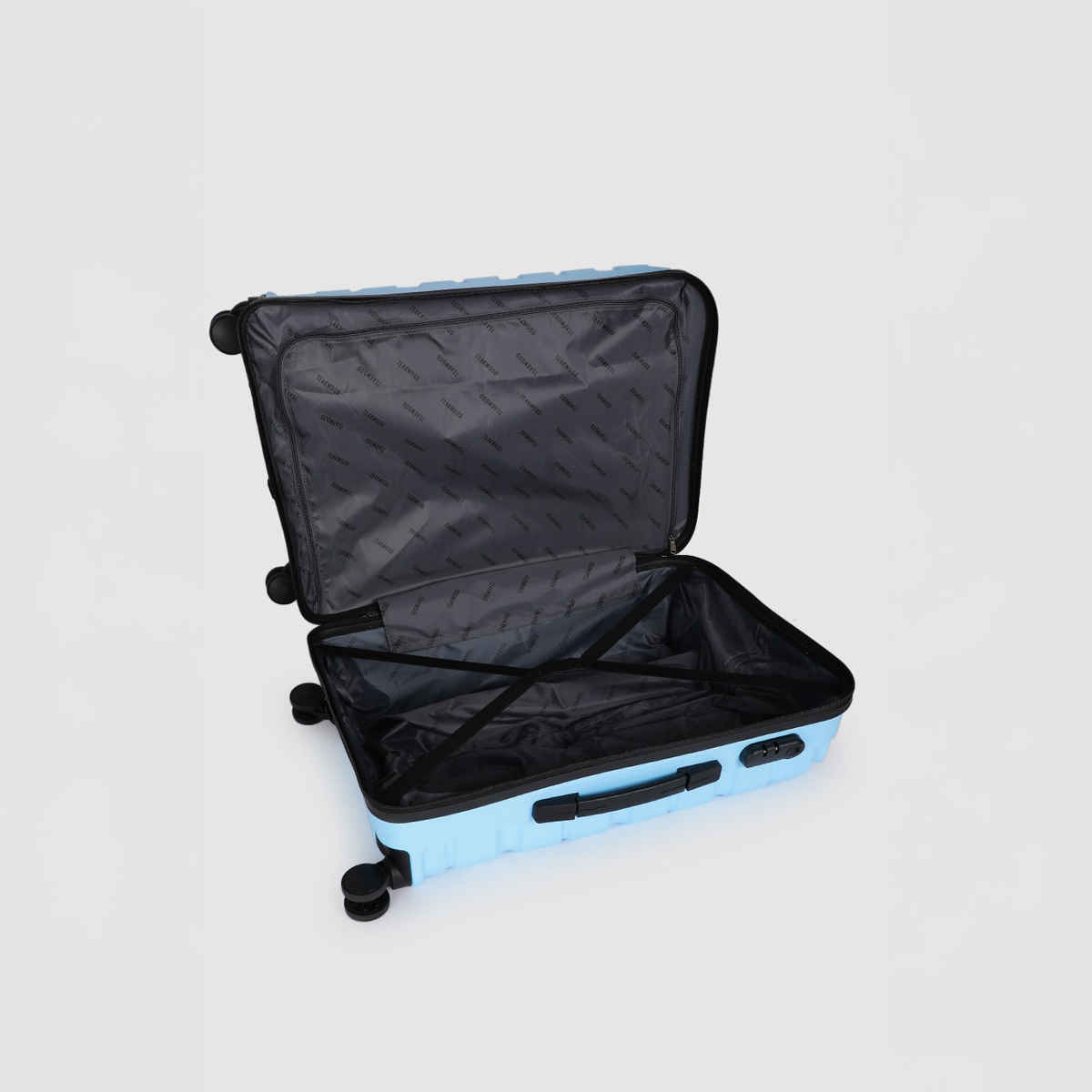 Teakwood Textured Polycarbonate 32.2 L Retractable Hard Luggage Trolley Bag | Blue - S and M