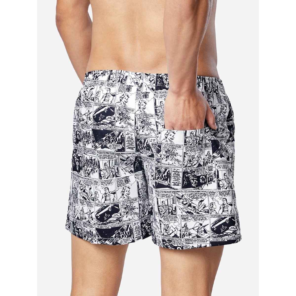 The Souled Store Men's Superman Comic Boxer Shorts | White - L