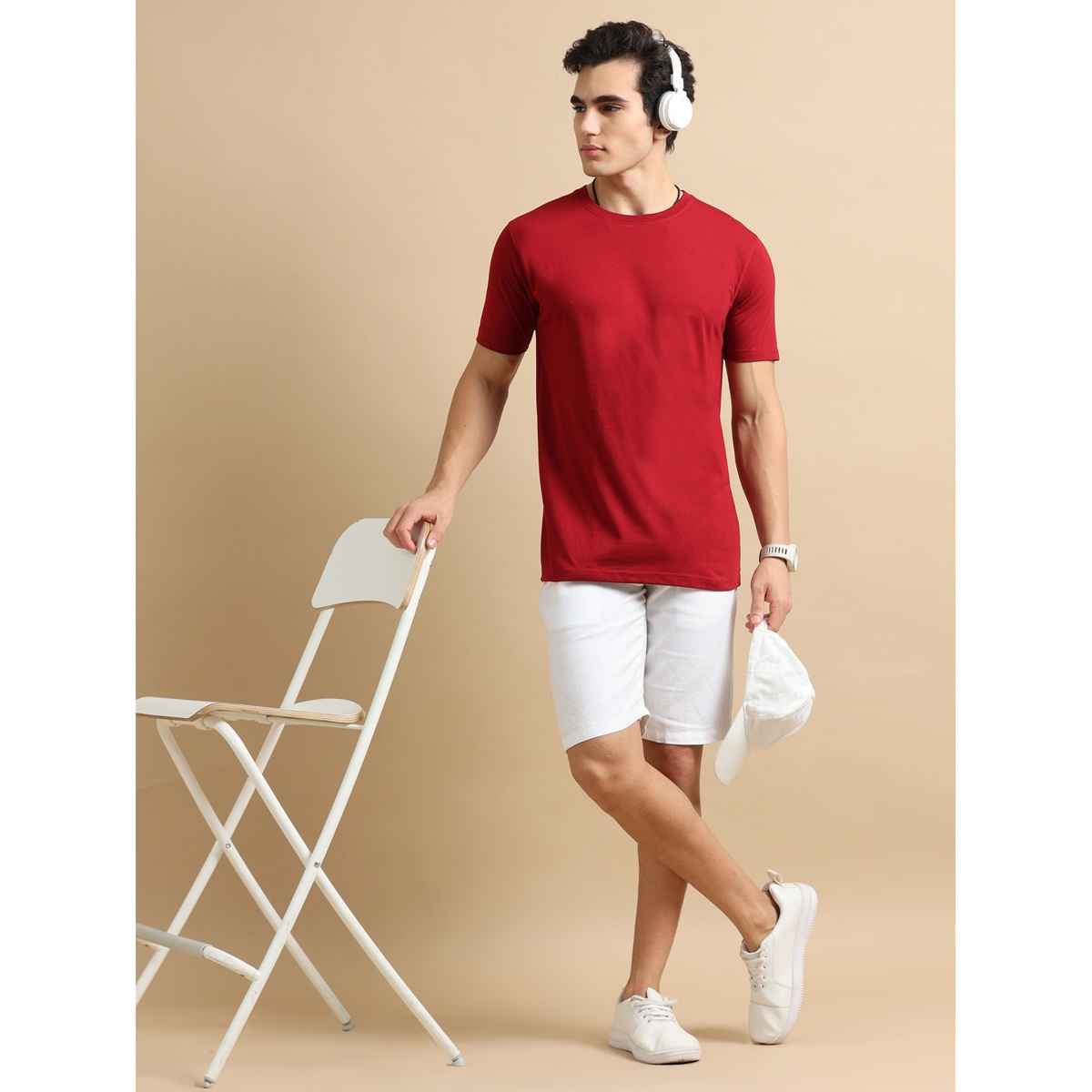 Bushirt Men's Solid T-shirt | Maroon - S