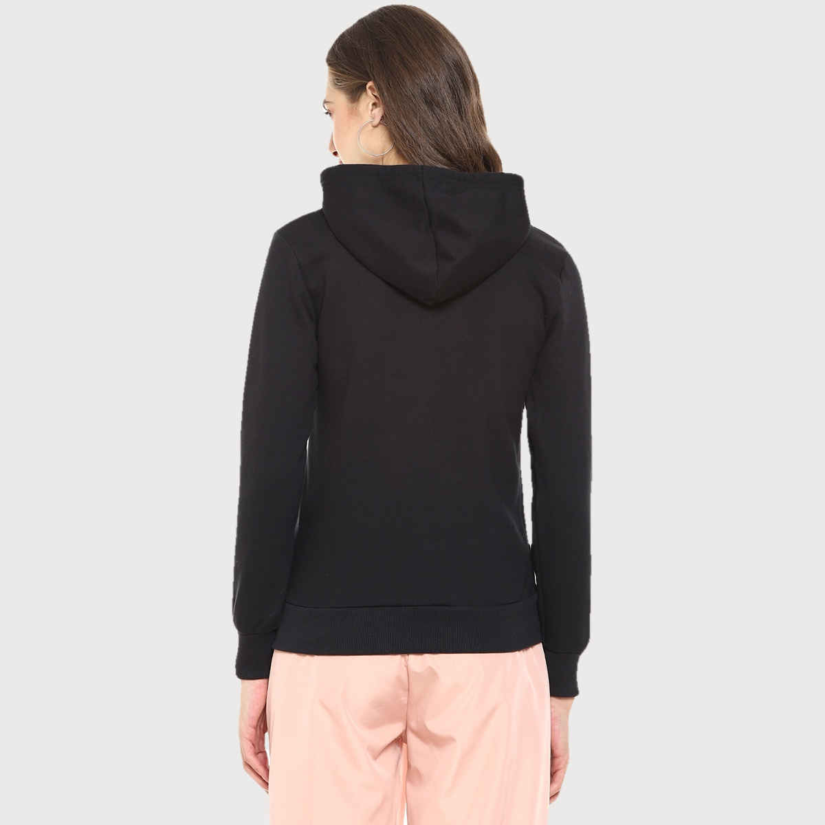 Campus Sutra Women's Winter Hoodie | Black - L