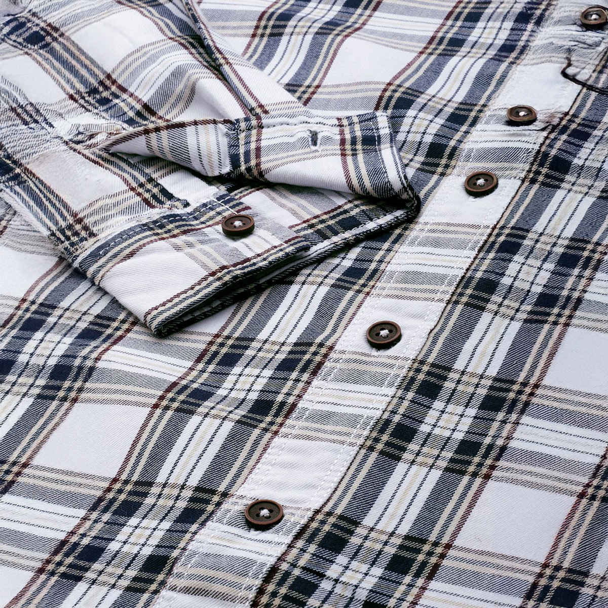 The Indian Garage Co Men's Regular Fit Checkered Casual Shirt | White - M