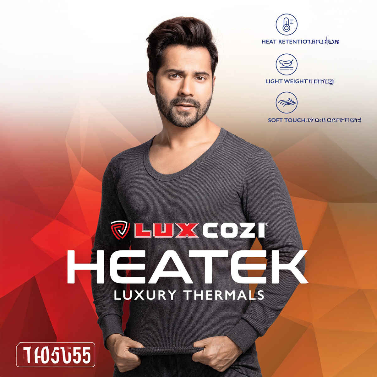 Lux Cozi Men's Heatek Thermal Comfort, Stretchable & Super Warm Set | Black Melange-80