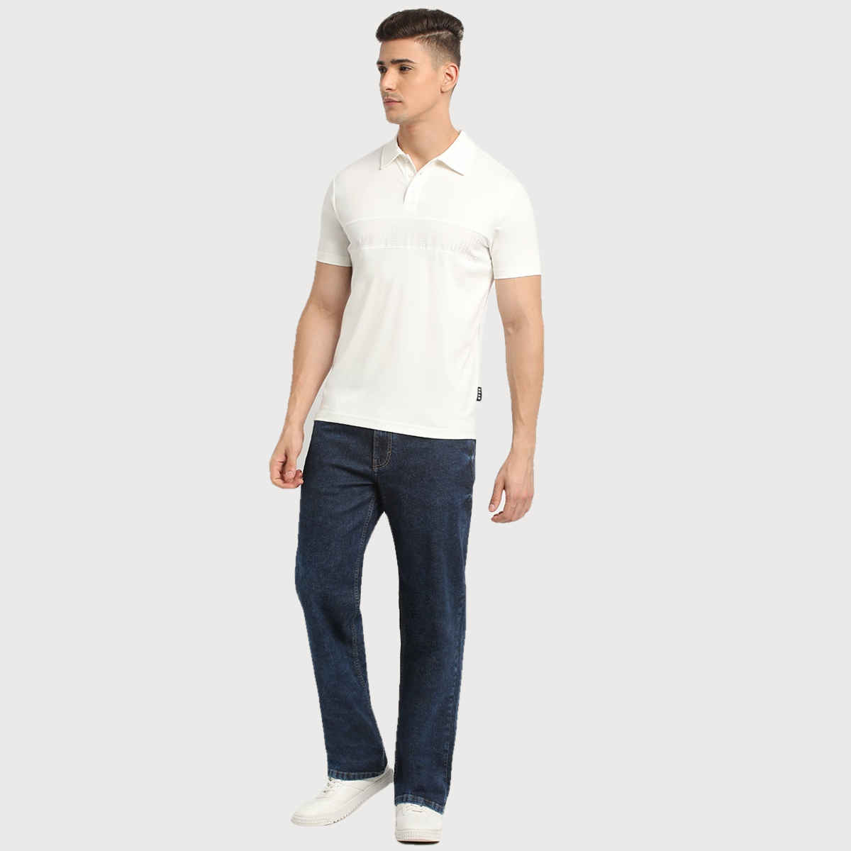 The Bear House Men Slim Fit Solid Polo T-shirt - Mureas | White | XL