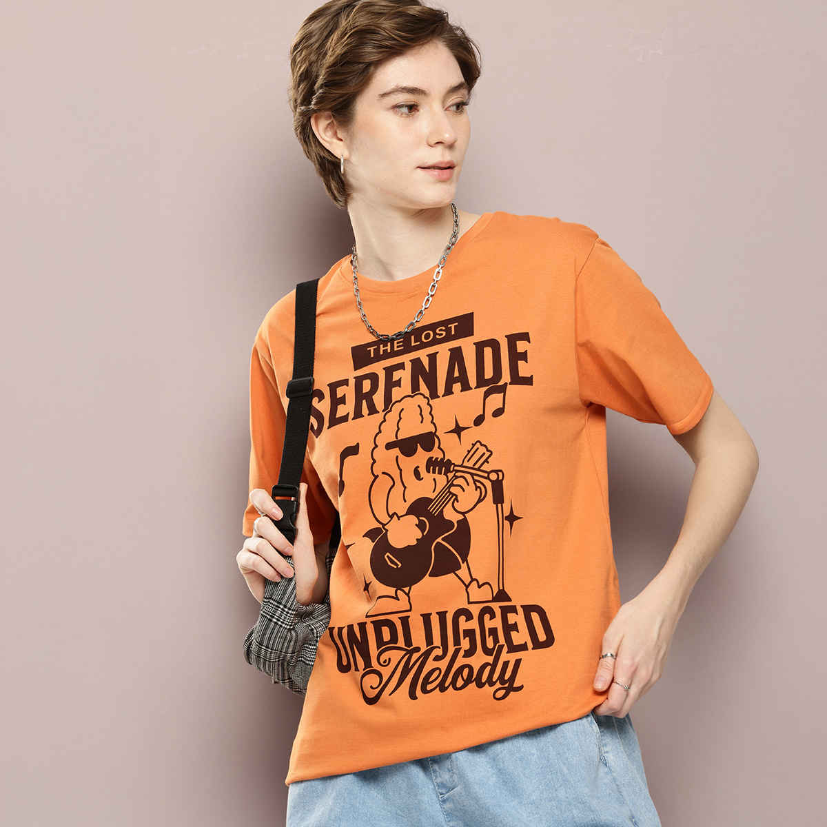 Dillinger Women's Oversized Printed T-shirt | Cream - XL