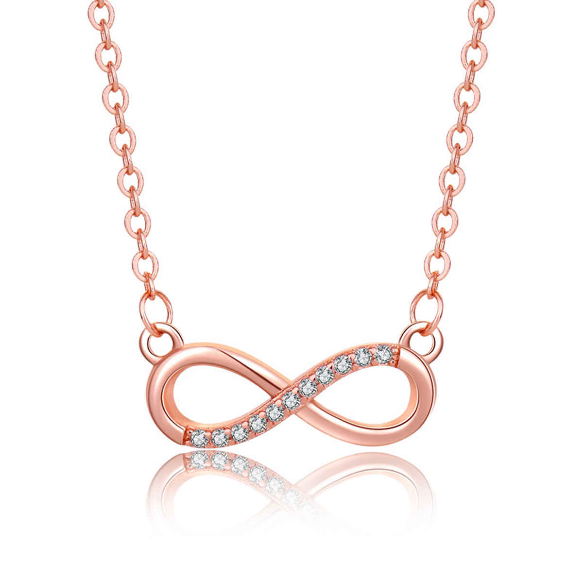 Designs & You Rose Gold Plated American Diamond Studded Infinity Shape Korean Pendant | 1 pack