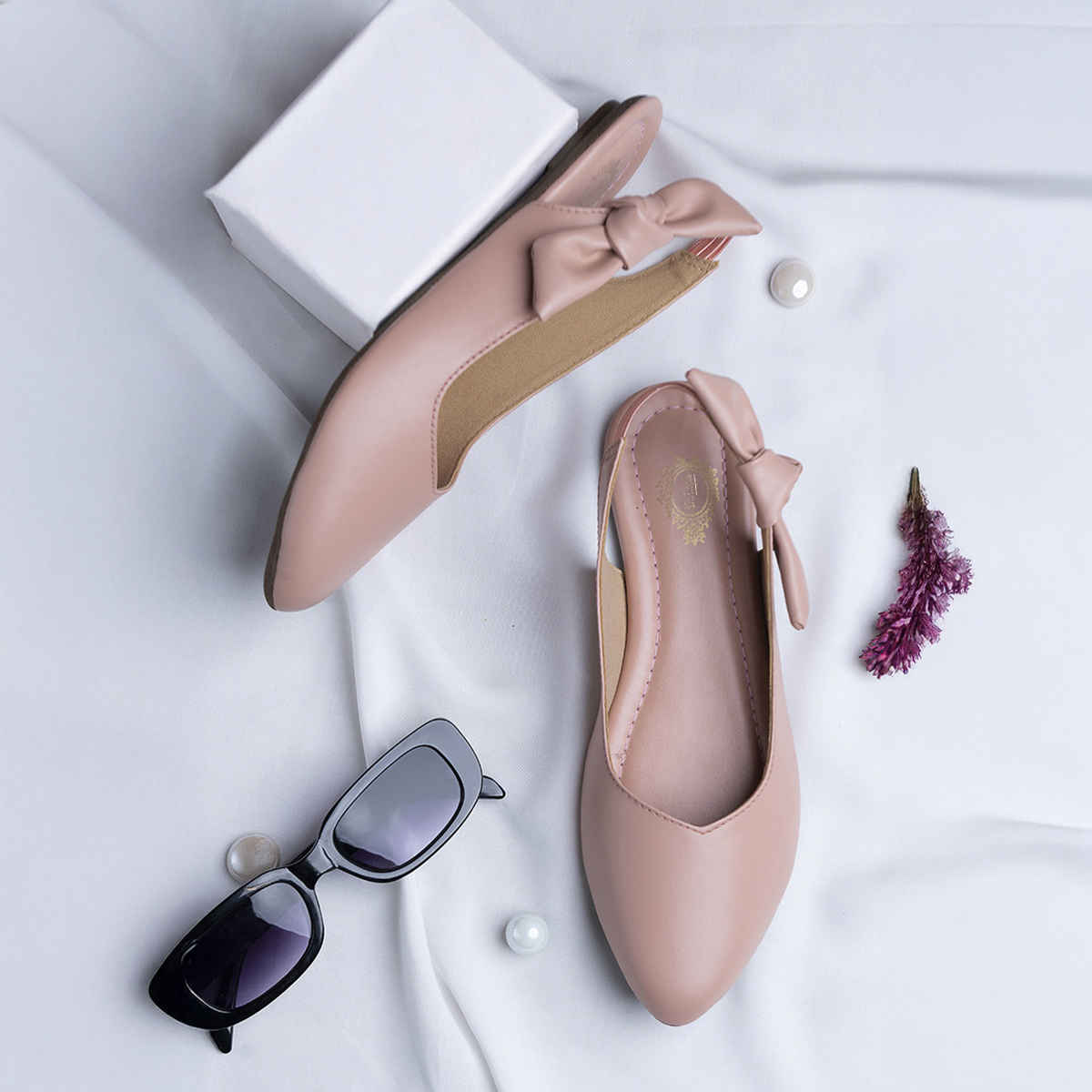 Shoetopia Casual Side Bow Detailed Pink Flat Belly For Women | UK 3