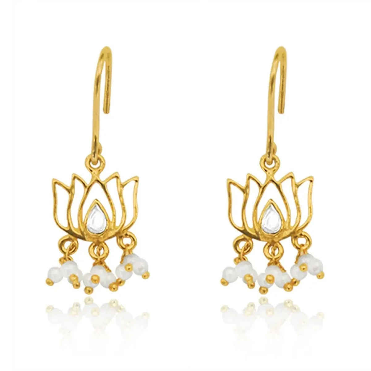 Unniyarcha 925 Silver Lotus Gold Plated Earrings