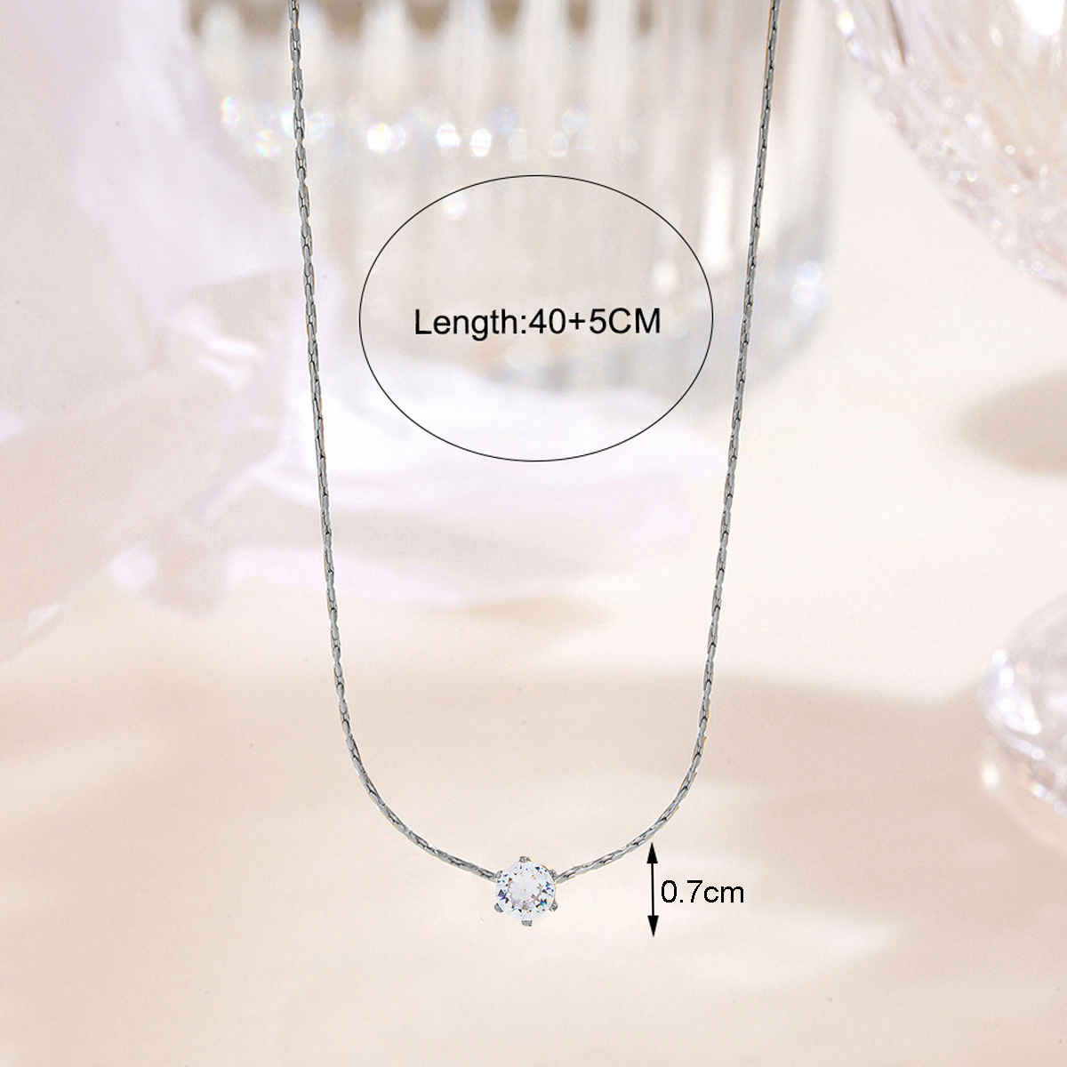 LabelShe Silver Plated Stainless Steel CZ Studded Pendant Necklace | LS-PS-26450