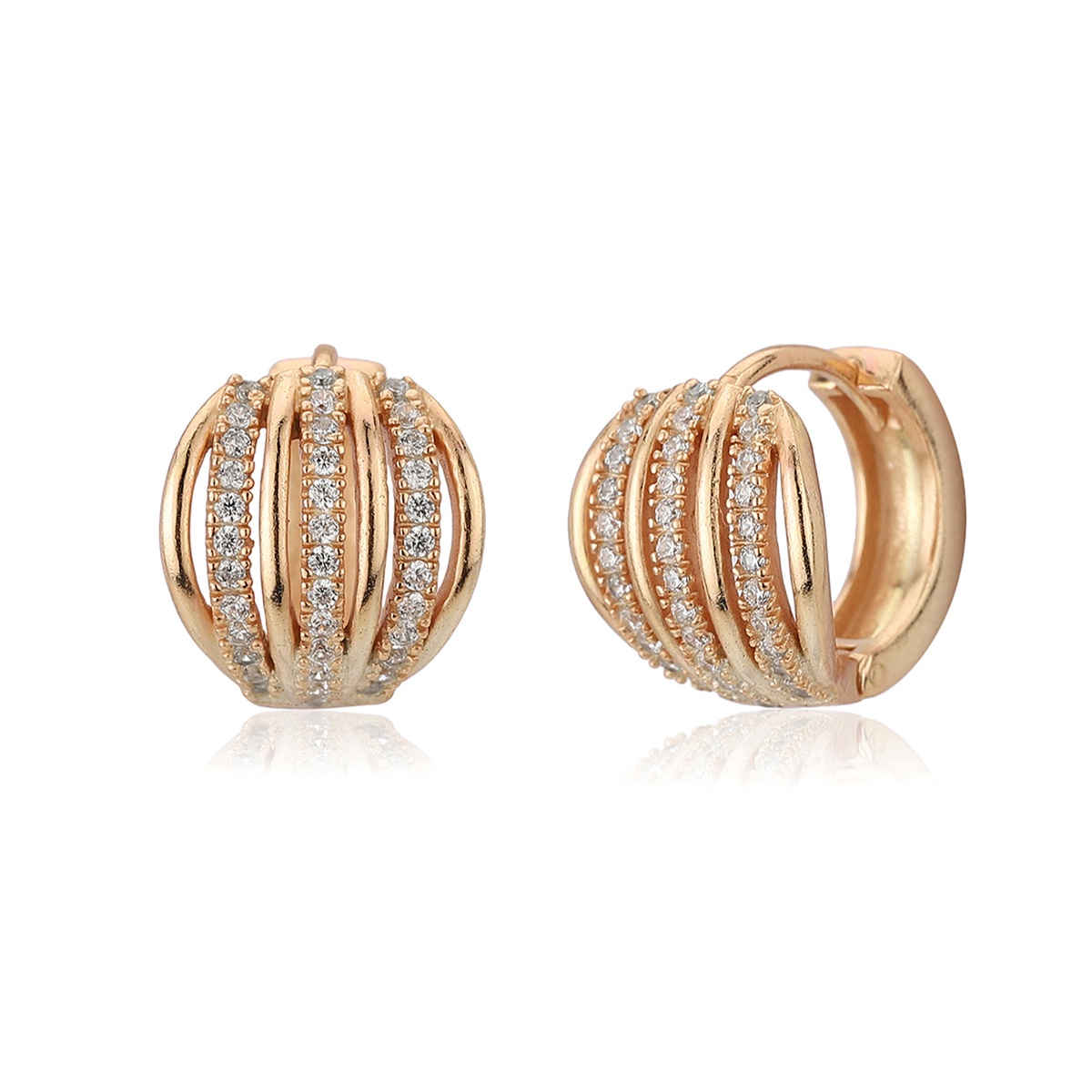 Carlton London 18kt Rose Gold Plated with CZ Mini Hoop Earring | FJE3334