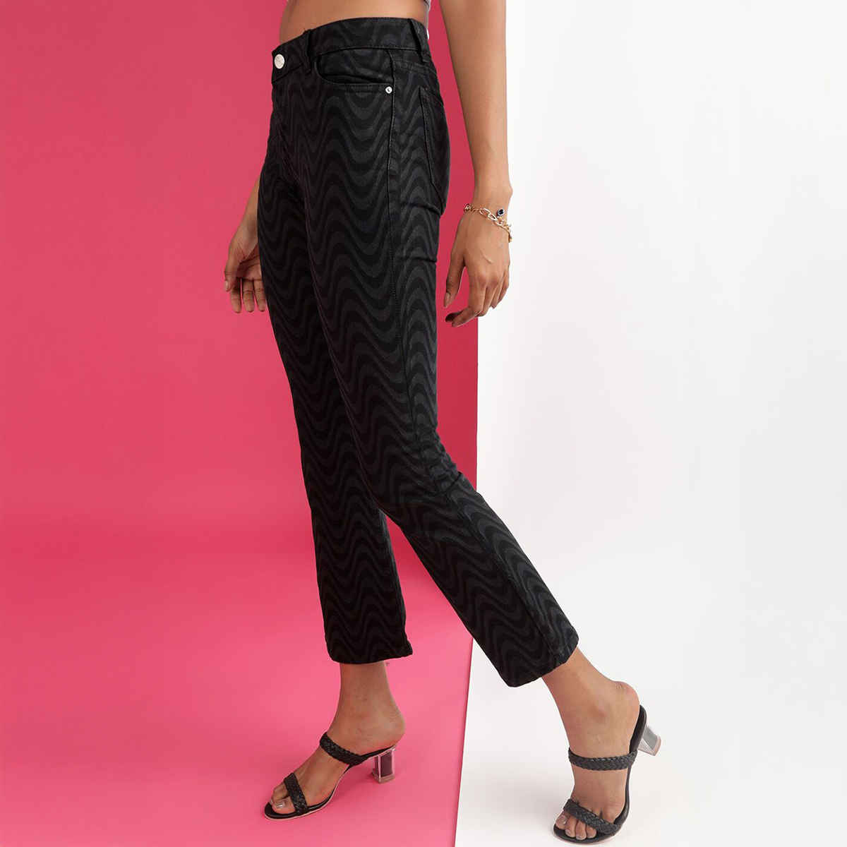 Freehand Women's Laser Bootcut Denim Jeans | Black - 28