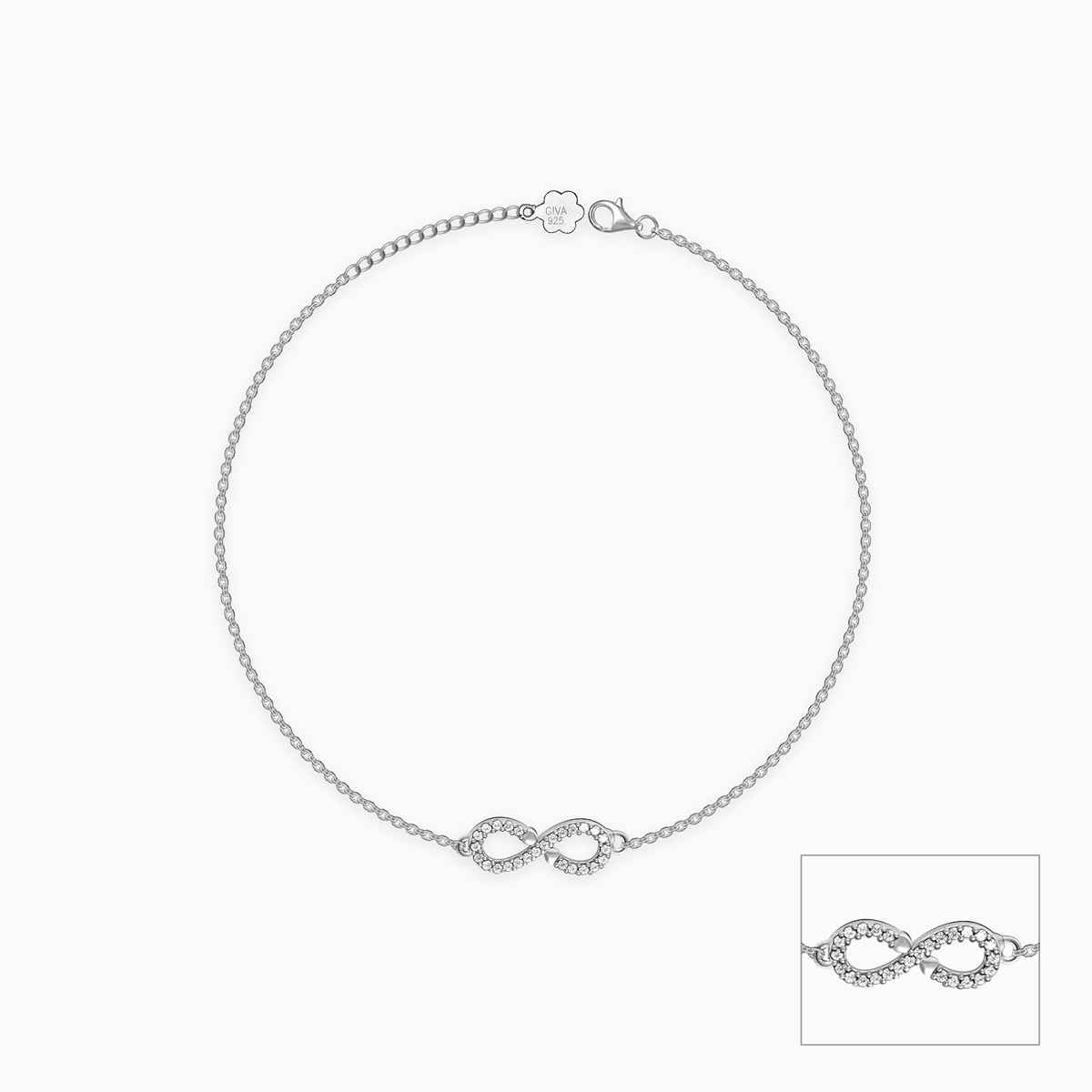 Giva Silver Infinity Zircon Anklet