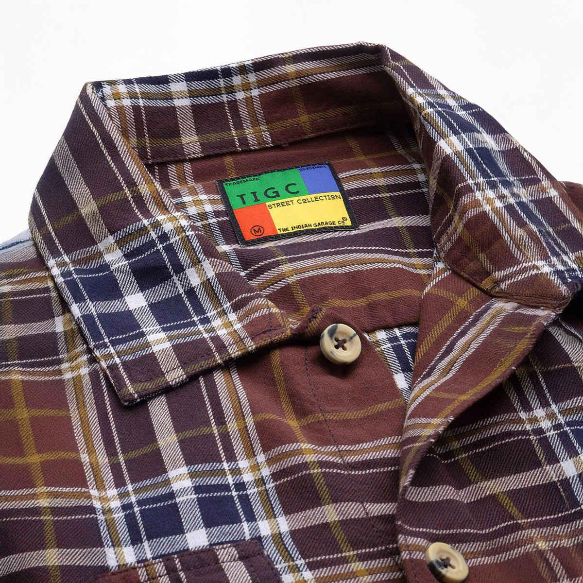 The Indian Garage Co Men's Regular Fit Checkered Street Over Shirt | Maroon - S