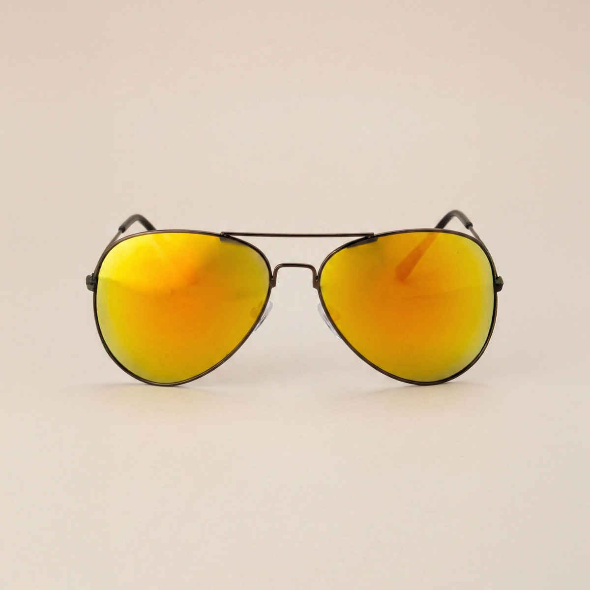 NuVew Unisex Aviator Mirrored Sunglasses | Brown & Golden Purple | Medium