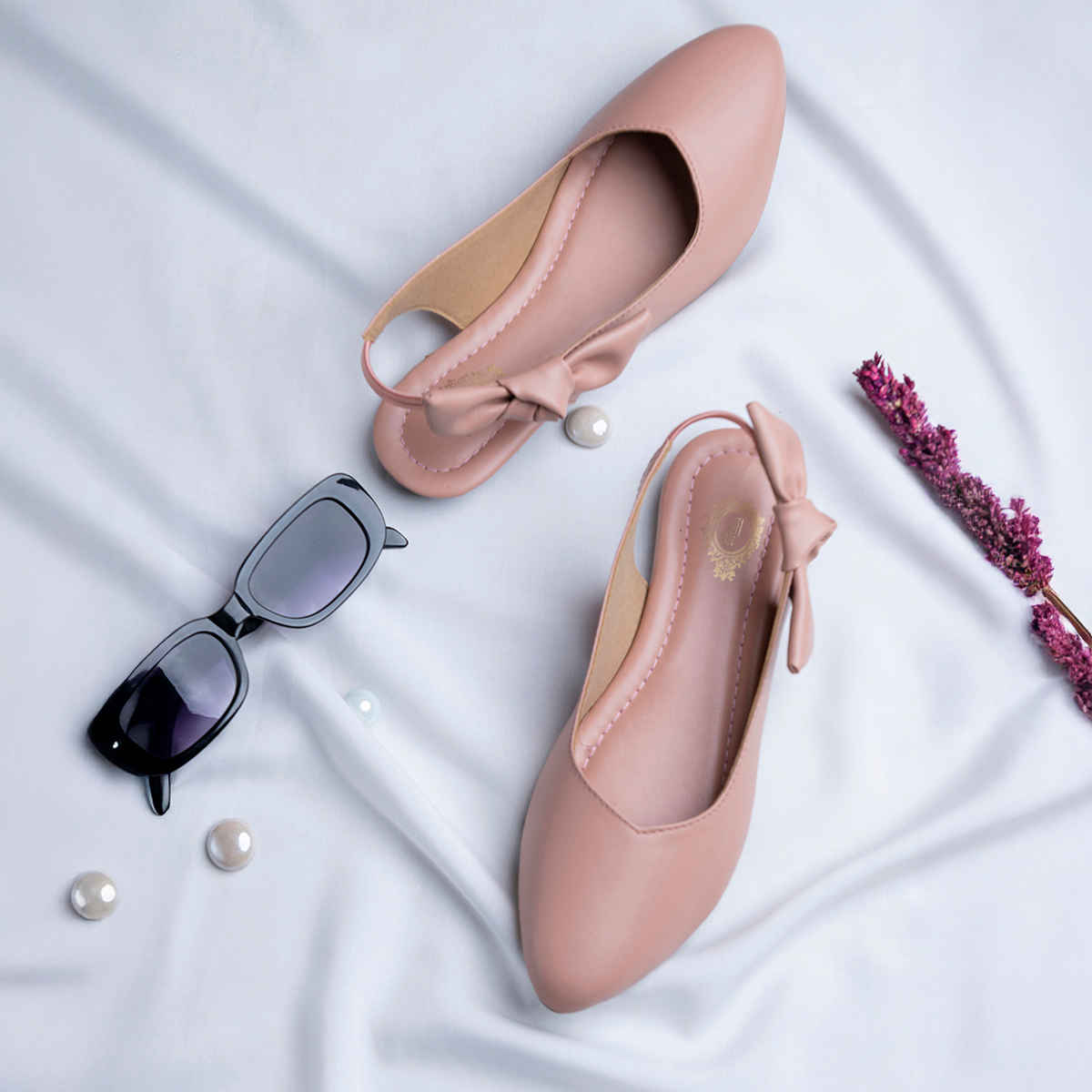 Shoetopia Casual Side Bow Detailed Pink Flat Belly For Women | UK 9