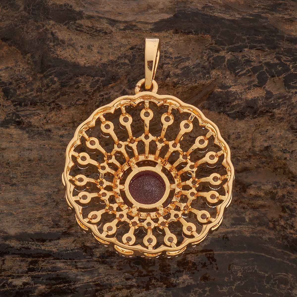 Kushal s Fashion Jewellery Ruby Gold-Plated Party Zircon Pendant | 436512
