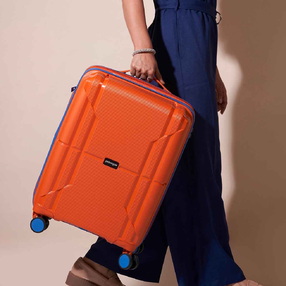 Provogue Lumina Hard-Sided PP Cabin Luggage Trolley Bag | Burnt Orange - 55 cm