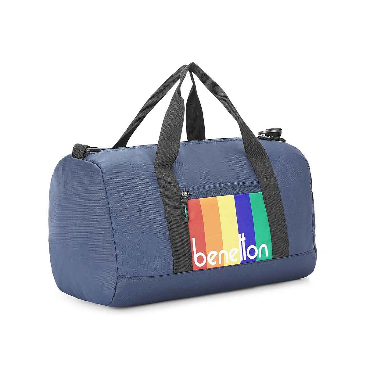 United Colors Of Benetton Unisex Solid Polyester 38 L Web Handle Duffle Bag | Navy Blue