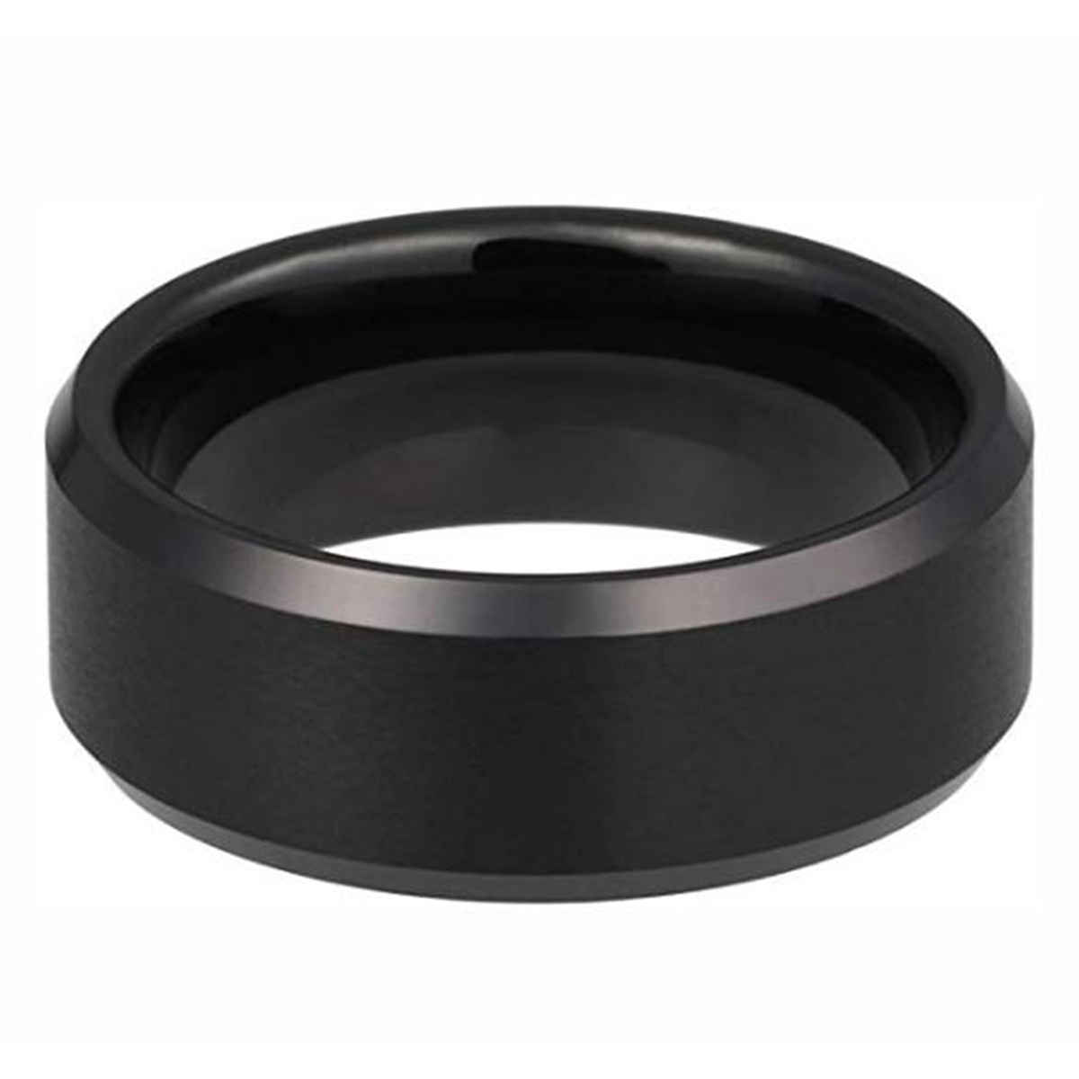 Peora Titanium 10 mm Matte Finish Wedding Band Ring for Men Boys Size - US 11 Black