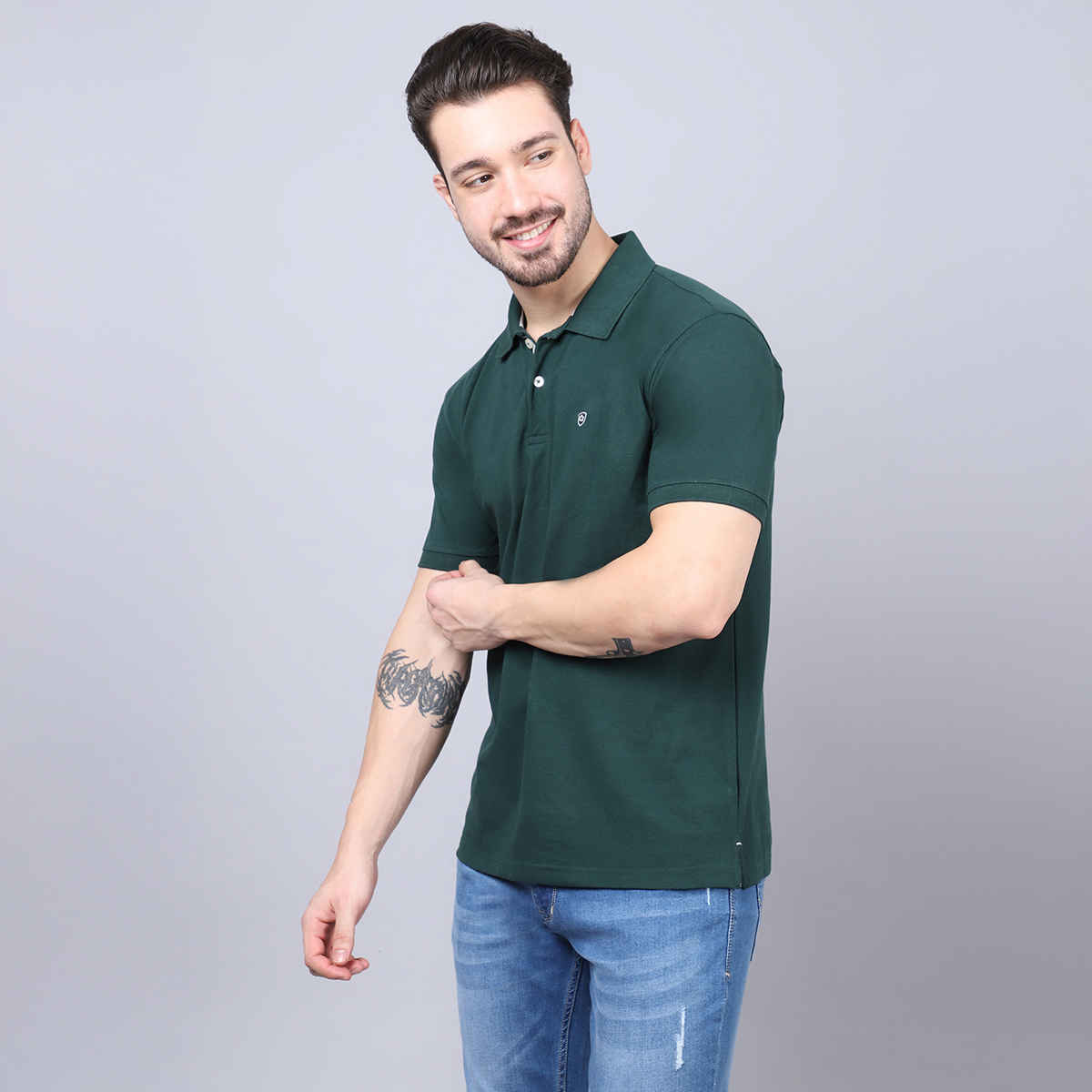 Cantabil Men's Polo Collar T-shirt | Green - XL
