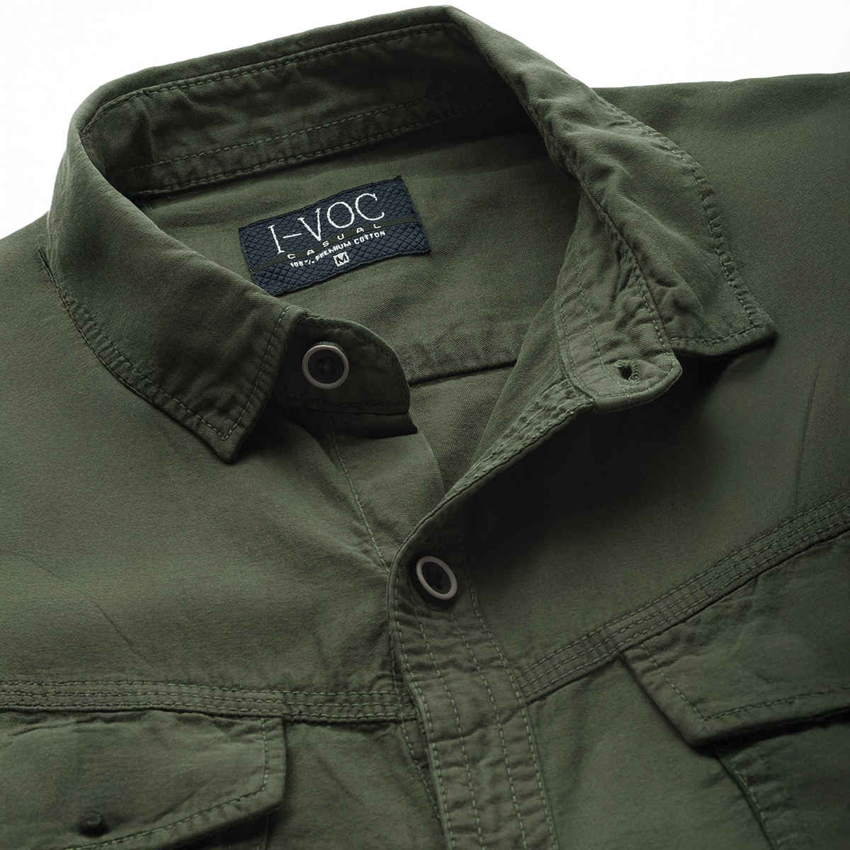 IVOC Men's Slim Fit Casual Shirt | Olive - XL
